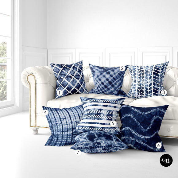 Mix & Match Decorative Throw Pillow Cover Navy Blue White 